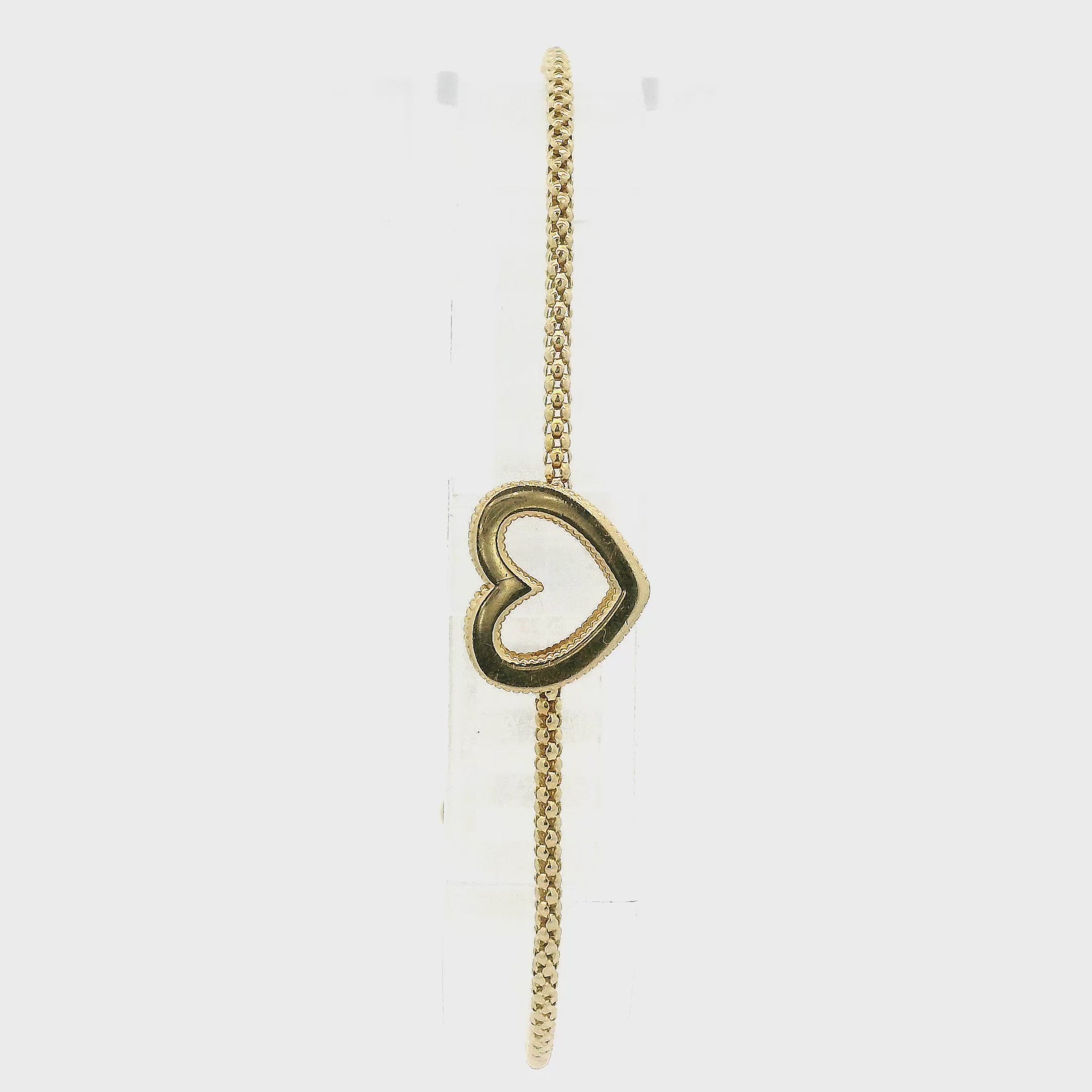 Yellow Gold Heart Pendant On Chain Bracelet with Pull Tab at Forever Rox Fine Jewelry