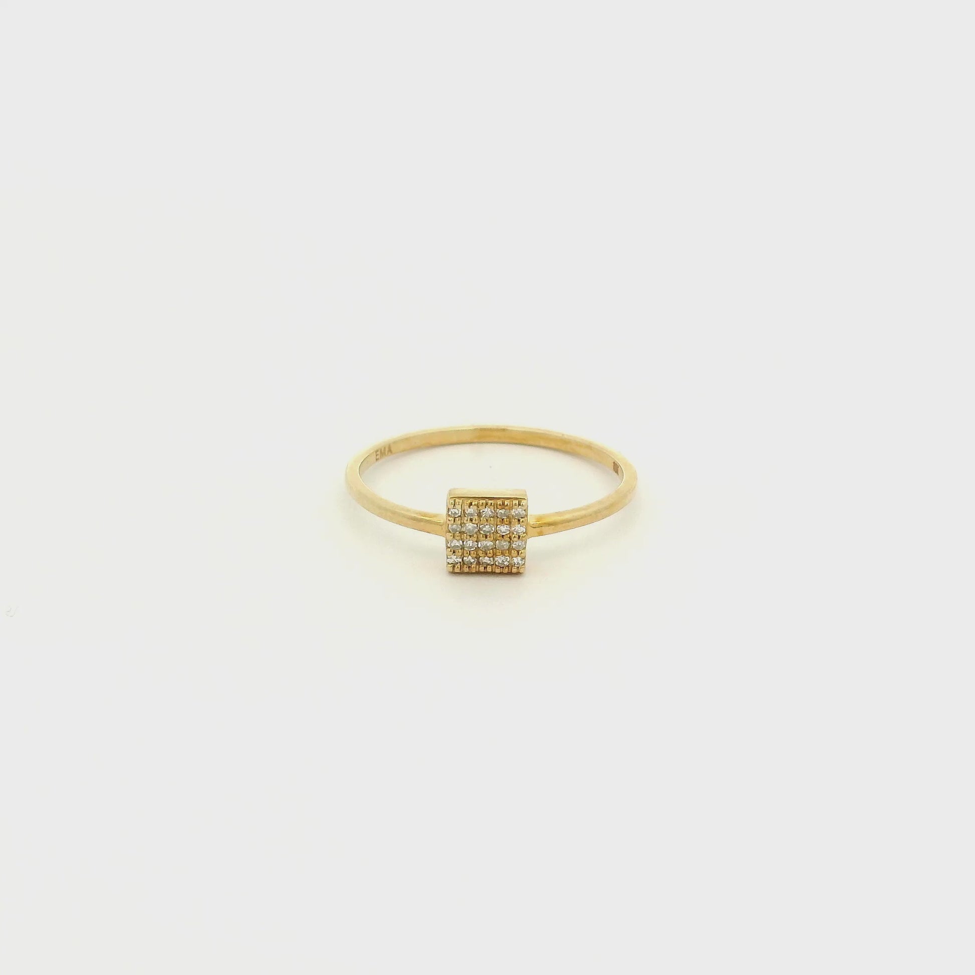 A Yellow Gold Ring with pavé set diamonds in a square head at Forever Rox Fine Jewelry, Lake Tahoes Best Jewelry Store
