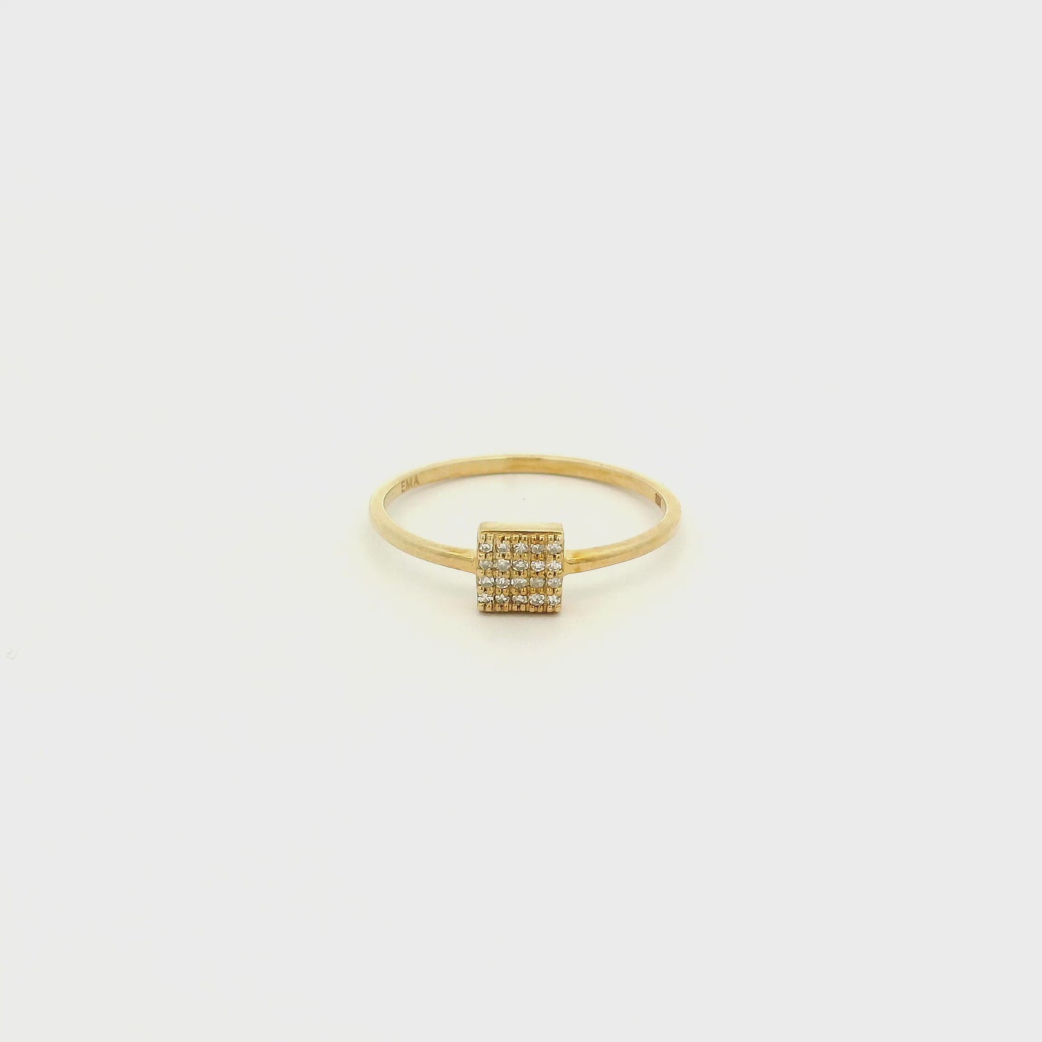 A Yellow Gold Ring with pavé set diamonds in a square head at Forever Rox Fine Jewelry, Lake Tahoes Best Jewelry Store