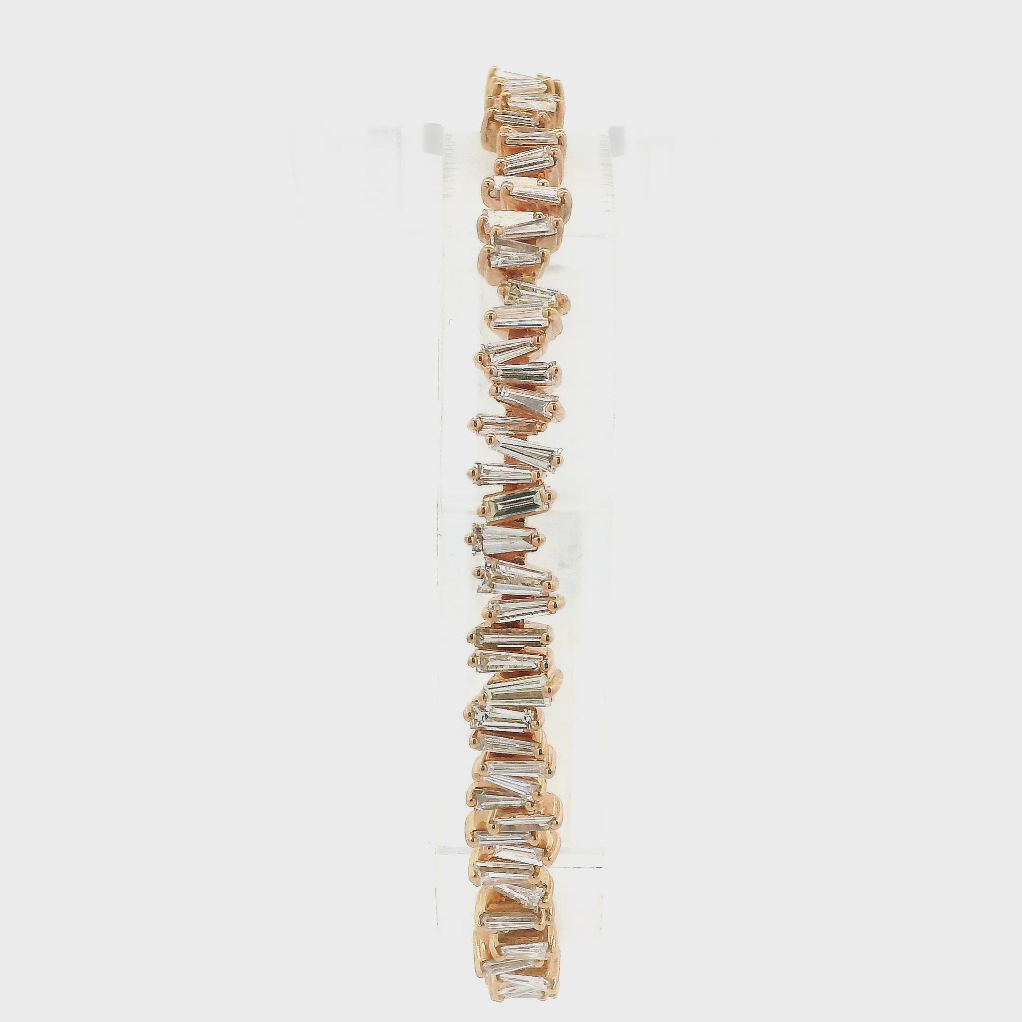 A Rose Gold Bracelet with prong set mixed baguette cut Diamonds at Forever Rox Fine Jewelry, Lake Tahoes Best Jewelry Store