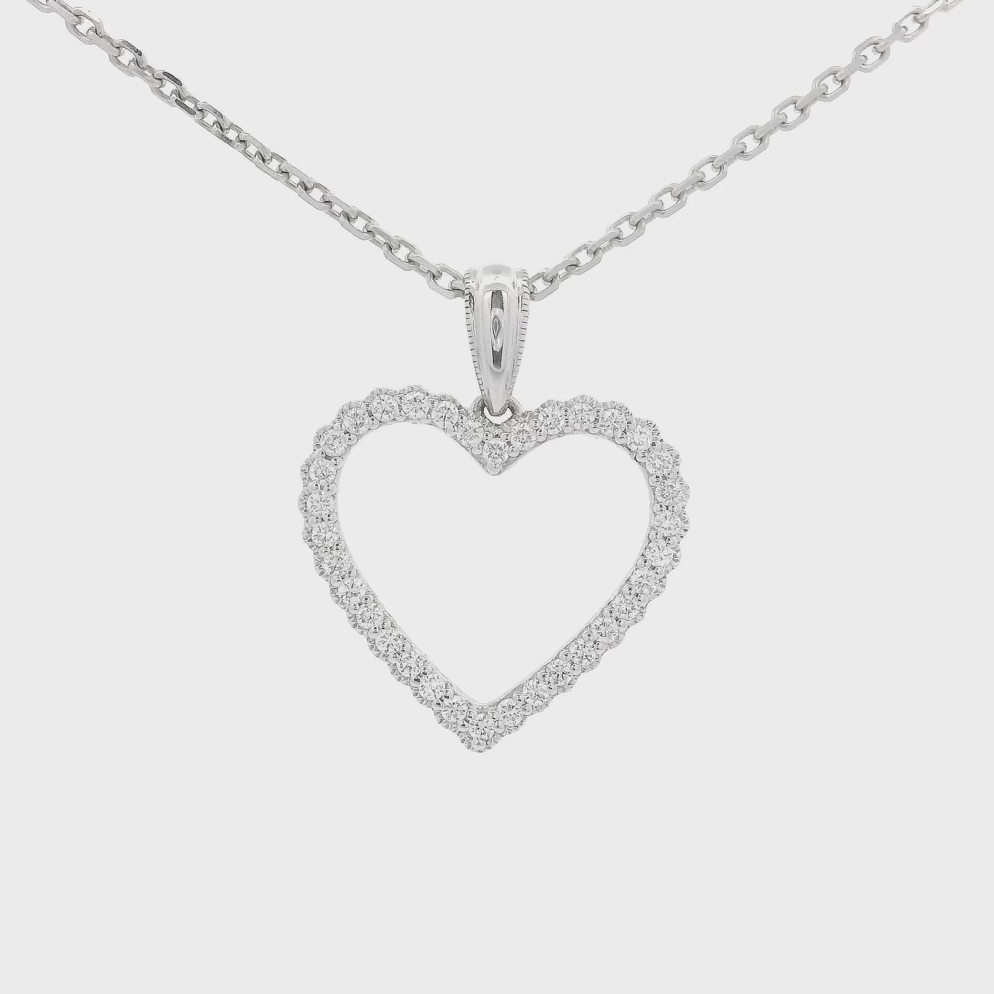 Heart Shaped Diamond Pendant in White Gold at Forever Rox Fine Jewelry