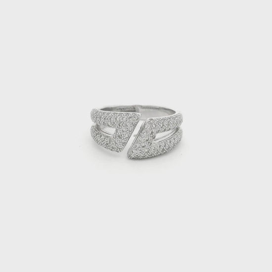 A White Gold Split Ring with pavé set diamonds at Forever Rox Fine Jewelry, Lake Tahoes Best Jewelry Store