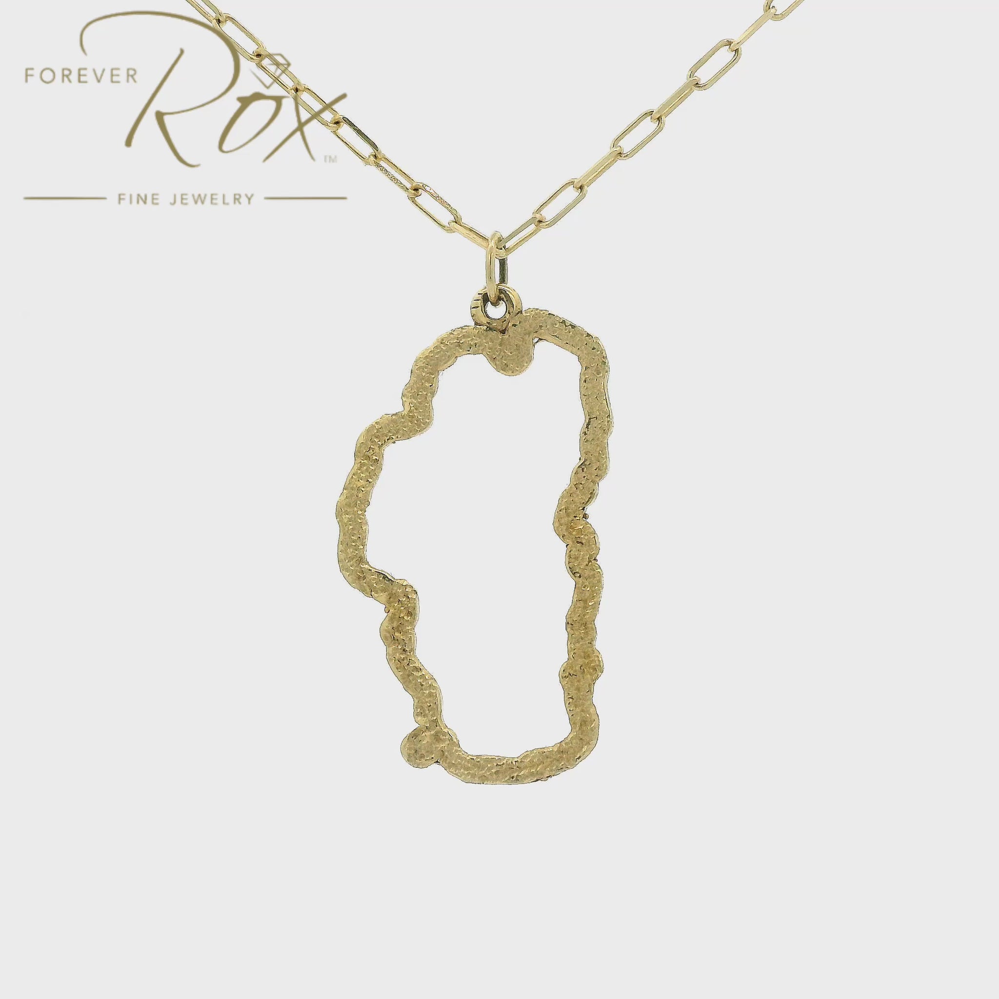 Yellow Gold Lake Tahoe Pendant Outline with Filigree Design with Forever Rox Fine Jewelry Logo