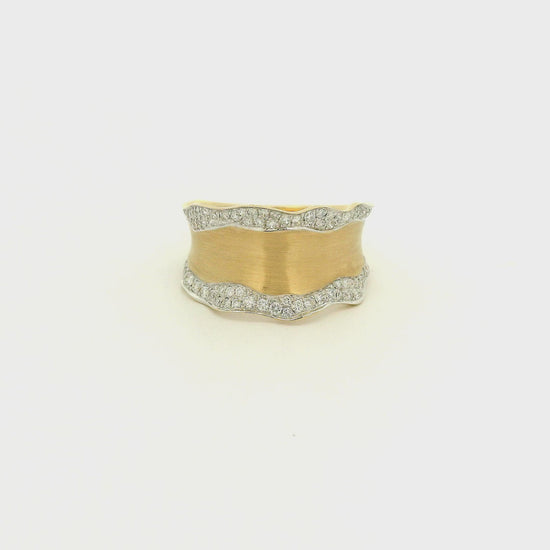 A Yellow Gold Thick Wavy Ring with pavé set natural diamonds at Forever Rox Fine Jewelry, Lake Tahoes Best Jewelry Store
