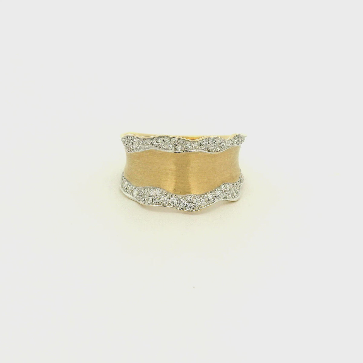 A Yellow Gold Thick Wavy Ring with pavé set natural diamonds at Forever Rox Fine Jewelry, Lake Tahoes Best Jewelry Store
