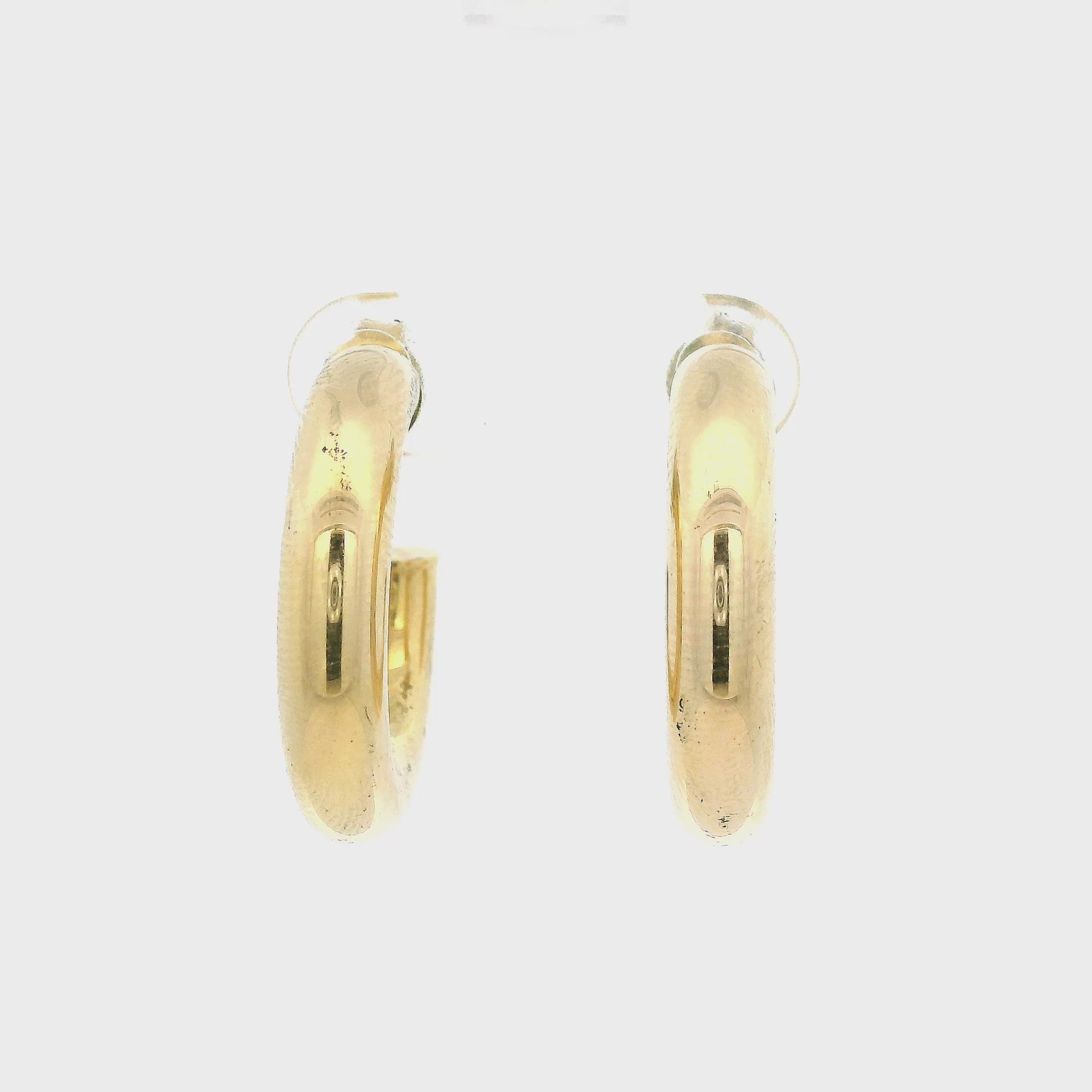 Hollow 14k Yellow Gold Hoops With Stud Post at Forever Rox Fine Jewelry