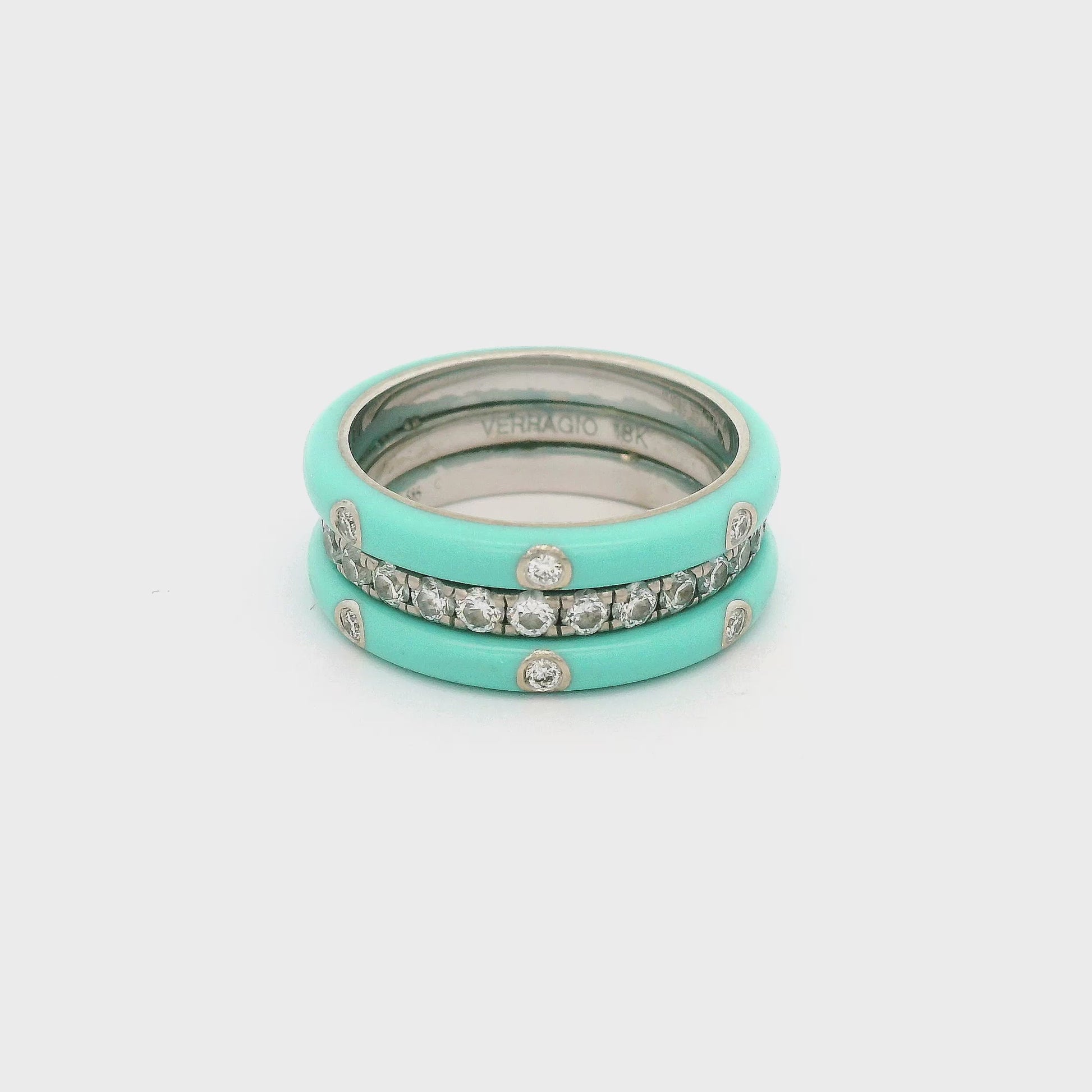 Turquoise & Diamond Eternity Band Set In Whit Gold With Diamonds Set In The Turquoise at Forever Rox Fine Jewelry