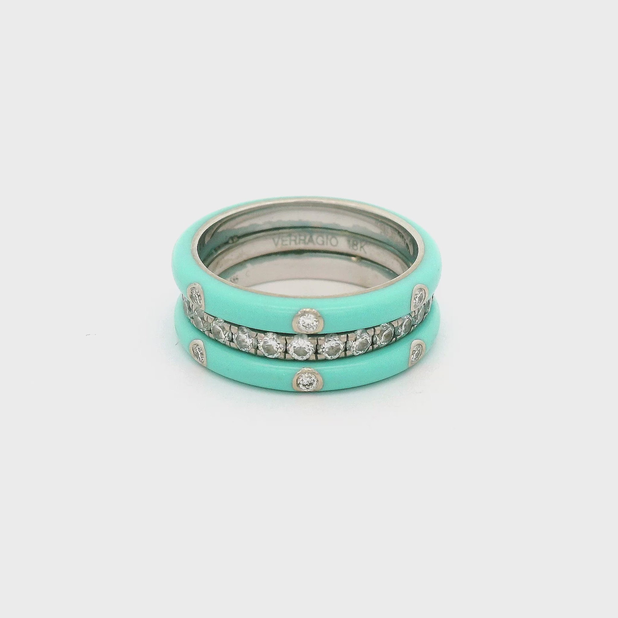 Turquoise & Diamond Eternity Band Set In Whit Gold With Diamonds Set In The Turquoise at Forever Rox Fine Jewelry