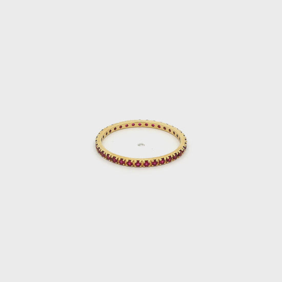 A Yellow Gold Eternity Band with natural Rubies all the way around at Forever Rox Fine Jewelry, Lake Tahoes Best Jewelry Store
