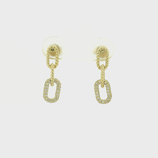 A Pair of Yellow Gold Dangle Rope Design Earrings with pavé set diamonds at Forever Rox Fine Jewelry, Lake Tahoes Best Jewelry Store