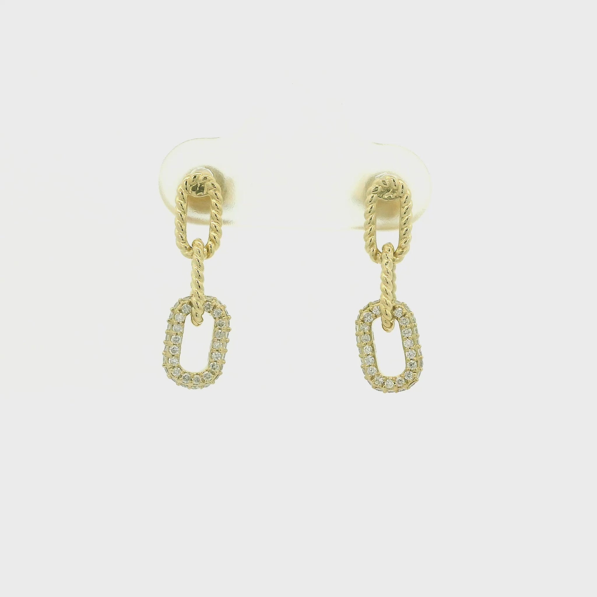 A Pair of Yellow Gold Dangle Rope Design Earrings with pavé set diamonds at Forever Rox Fine Jewelry, Lake Tahoes Best Jewelry Store