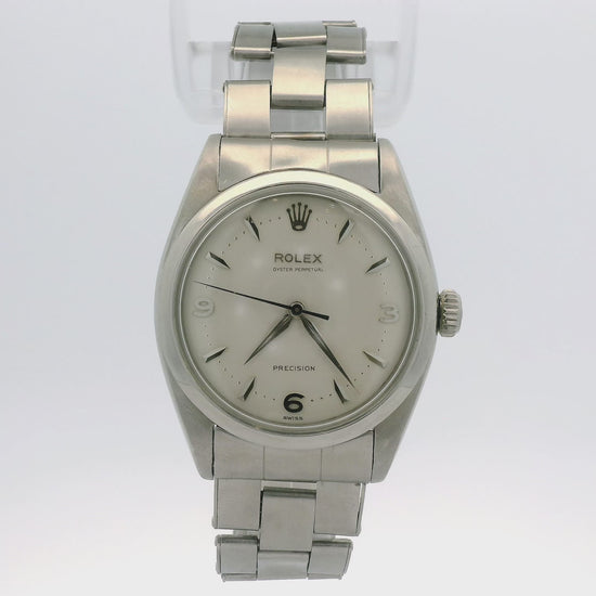 A Vintage 1953 Rolex Oyster Perpetual Ref. 6298 “Pre-Explorer” 36mm Stainless Steel Bubbleback w/ Original Rivet Oyster Bracelet Original 3,6,9 Dial at Forever Rox Fine Jewelry