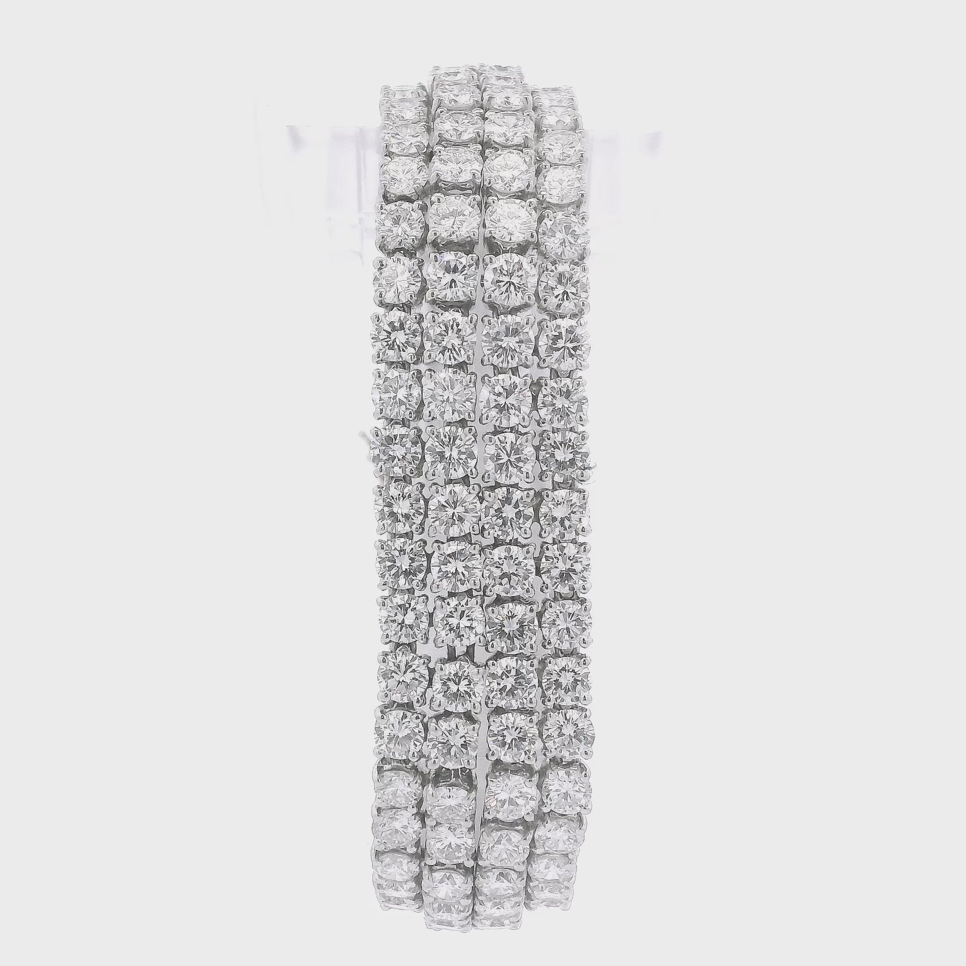 David Webb Signed 4 Row Diamond Bracelet mad In 18k White Gold & Platinum at Forever Rox Fine Jewelry