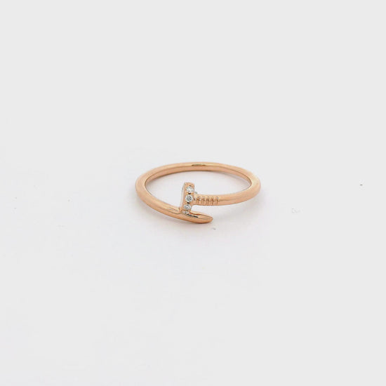 A Rose Gold Nail Ring with natural diamonds at Forever Rox Fine Jewelry, Lake Tahoes Best Jewelry Store
