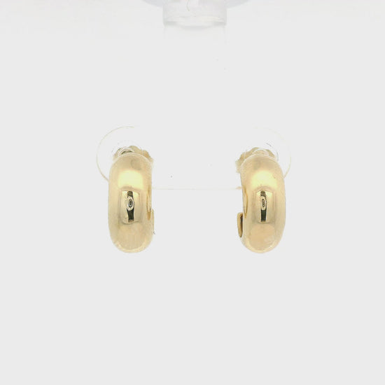 A pair of Yellow Gold Hollow Hoops with Stud Post at Forever Rox Fine Jewelry 
