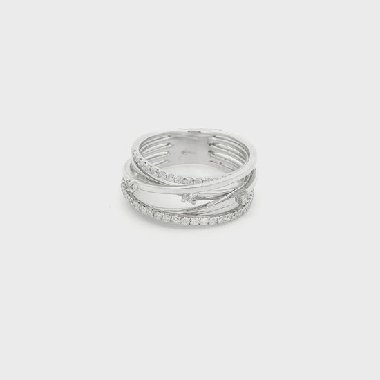 A White Gold Crossover Ring with a natural diamonds at Forever Rox Fine Jewelry, Lake Tahoes Best Jewelry Store
