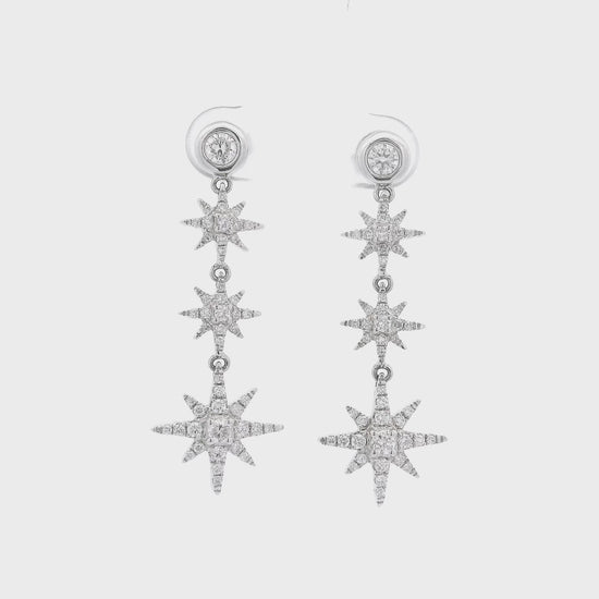 Diamond Studs with Diamond Star dangles on white background Forever Rox Fine Jewelry