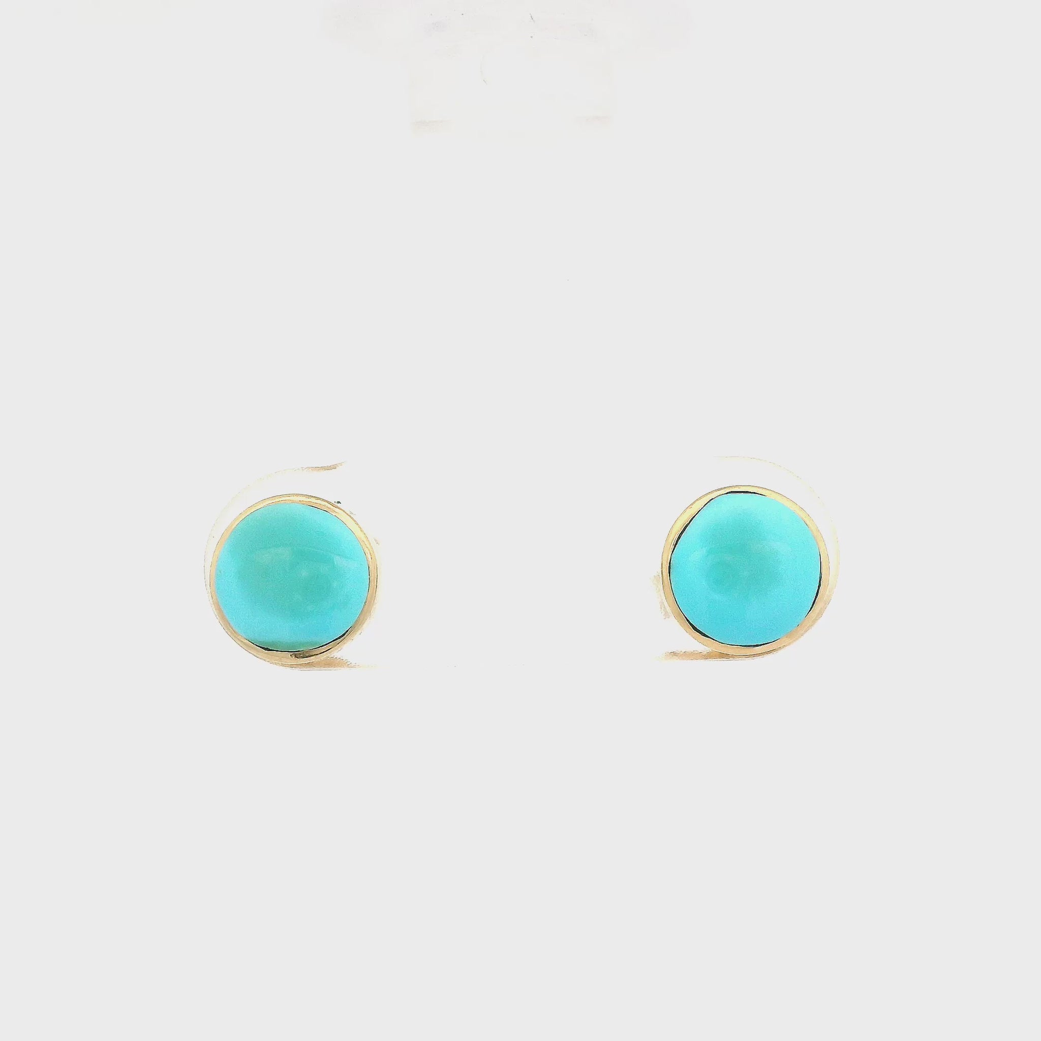 Large Turquoise Pieces Bezel Set in Yellow Gold Studs at Forever Rox Fine Jewelry