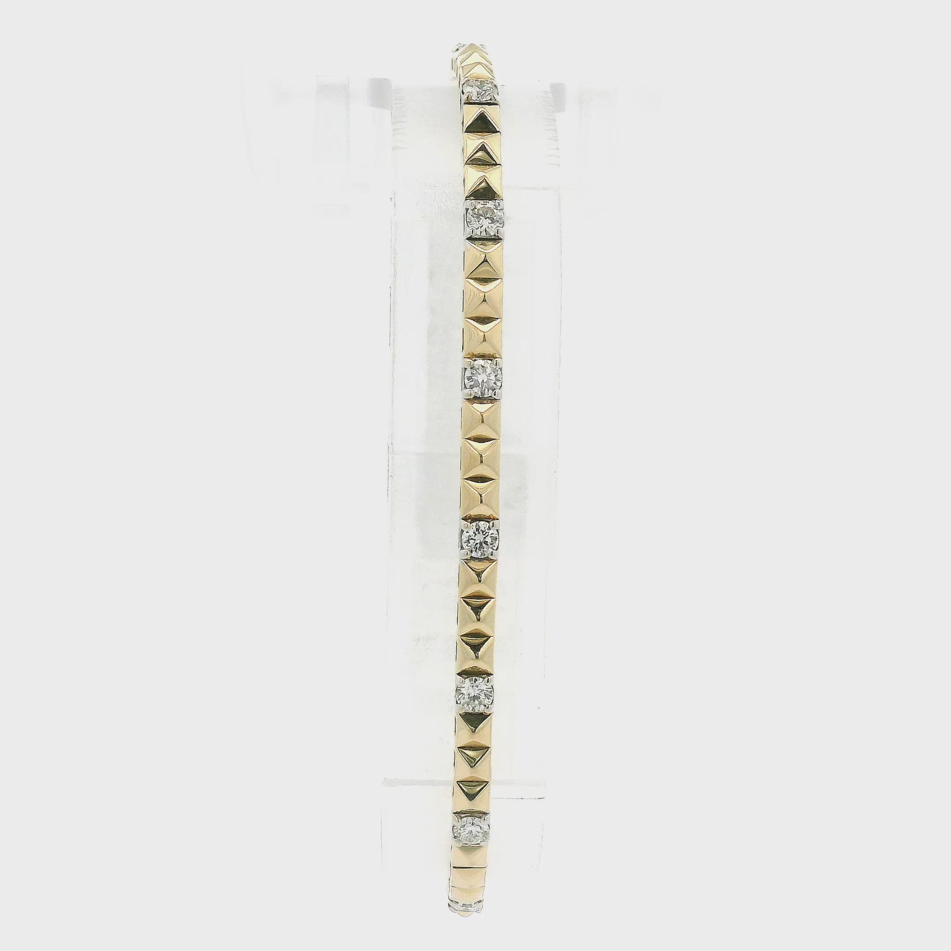 A Yellow Gold Flex Bangle Bracelet with spikes & natural Diamonds at Forever Rox Fine Jewelry, Lake Tahoes Best Jewelry Store
