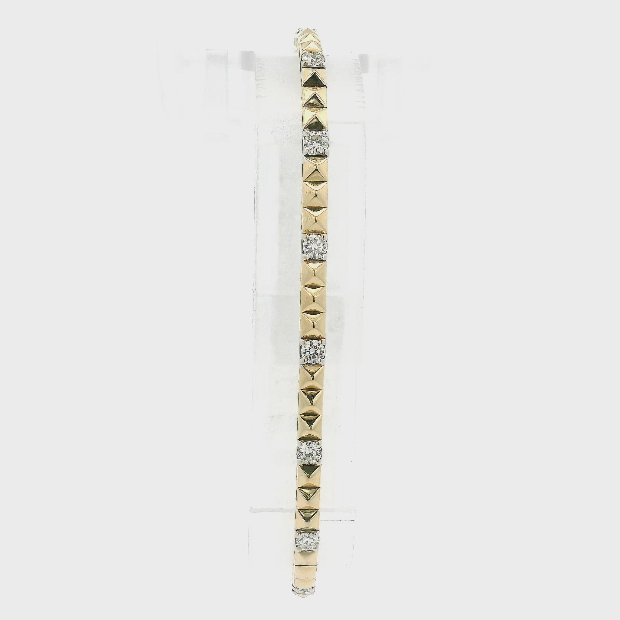 A Yellow Gold Flex Bangle Bracelet with spikes & natural Diamonds at Forever Rox Fine Jewelry, Lake Tahoes Best Jewelry Store