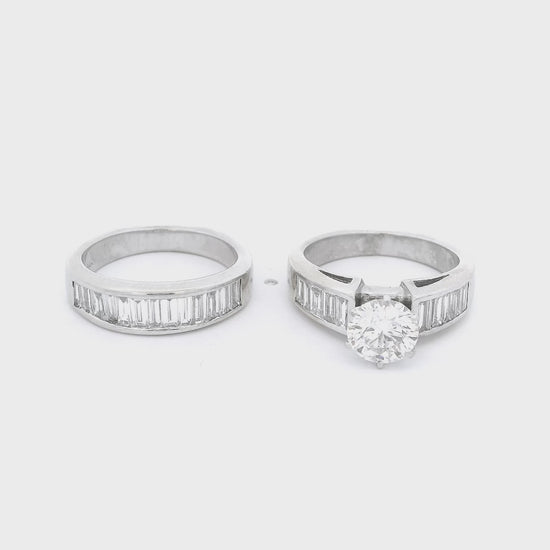Matching diamond wedding band and bridal ring in white gold at Forever Rox Fine Jewelry