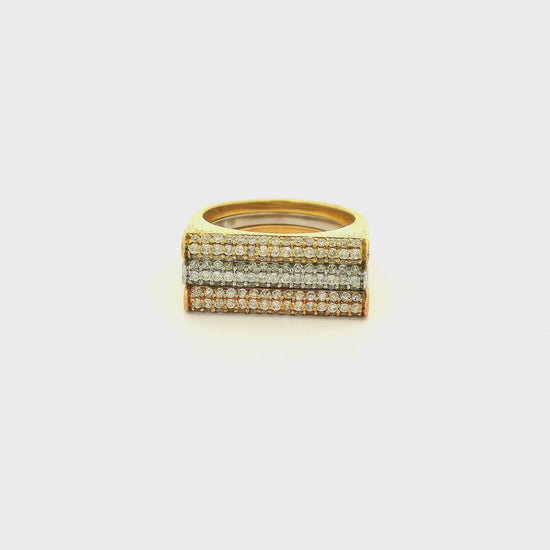 A Set of Yellow, White and Rose Gold Rings with pavé natural diamonds at Forever Rox Fine Jewelry, Lake Tahoes Best Jewelry Store
