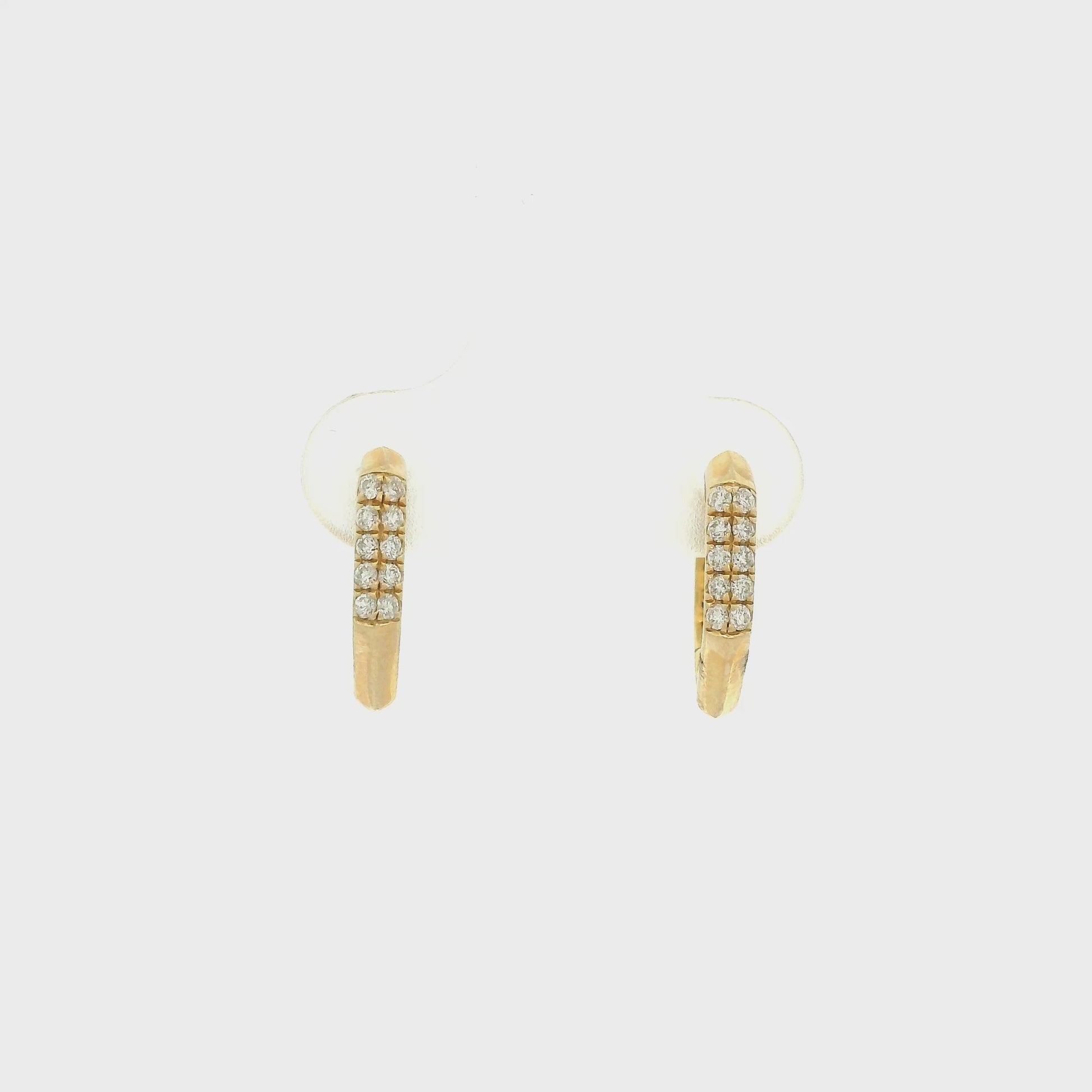 A Pair of Yellow Gold Hoop Earrings with two rows of natural diamonds at Forever Rox Fine Jewelry, Lake Tahoes Best Jewelry Store
