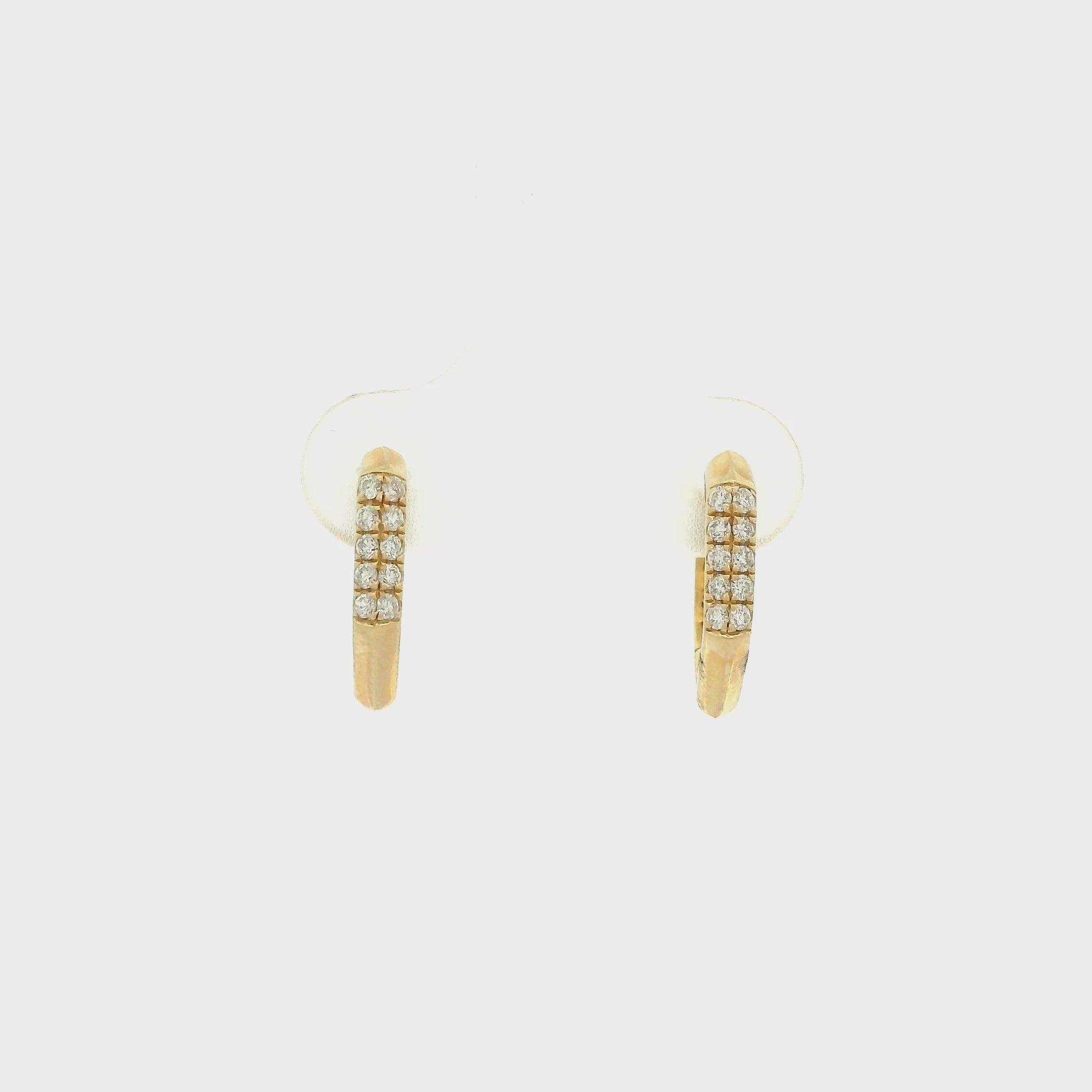 A Pair of Yellow Gold Hoop Earrings with two rows of natural diamonds at Forever Rox Fine Jewelry, Lake Tahoes Best Jewelry Store
