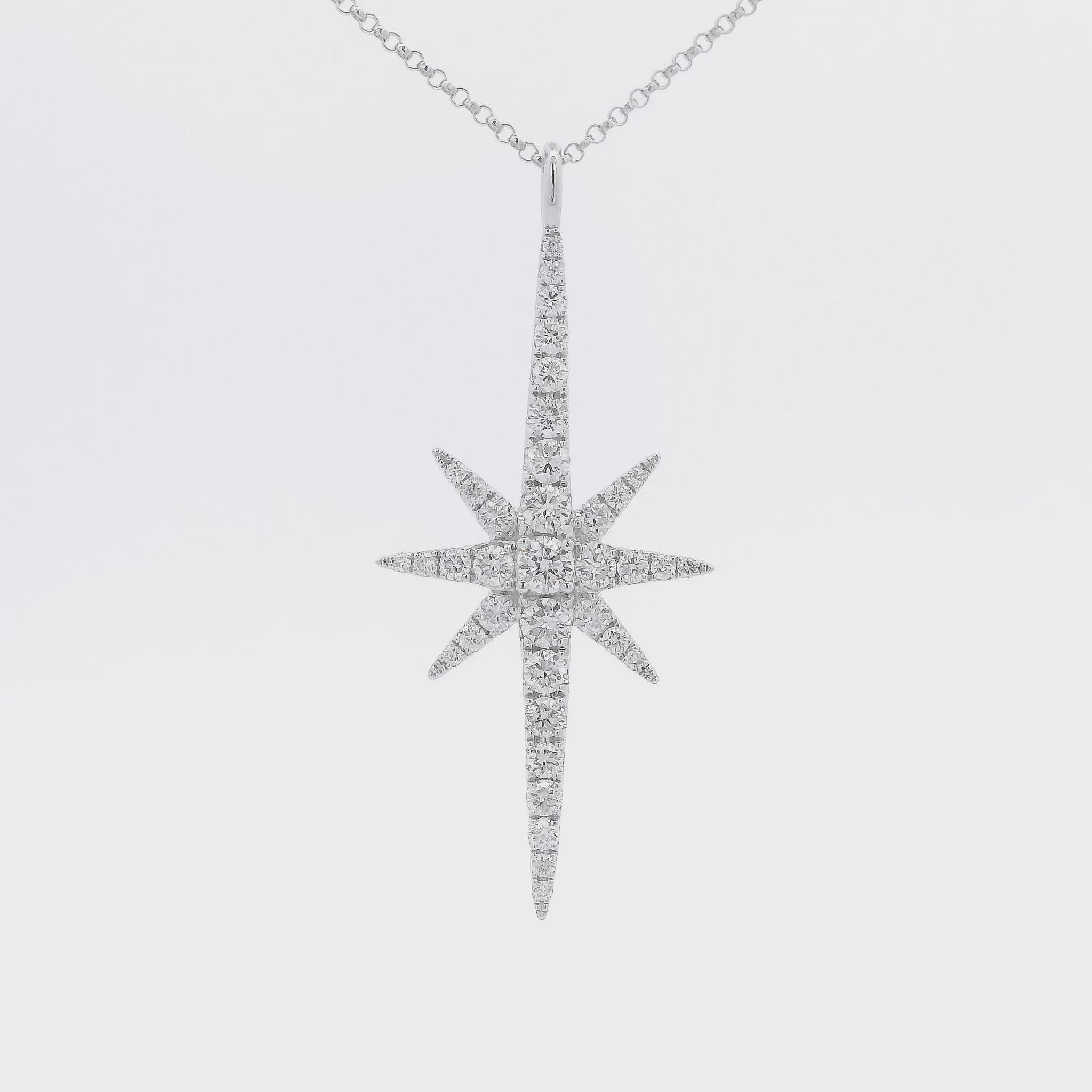 Long Star Shape Pendant with diamonds set in white gold Forever Rox Jewelry