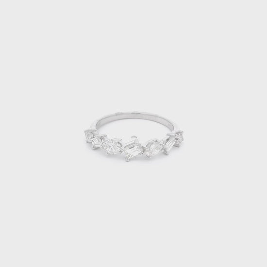 A White Gold Ring with emerald, oval, round & tapered baguette cut natural Diamonds at Forever Rox Fine Jewelry, Lake Tahoes Best Jewelry Store