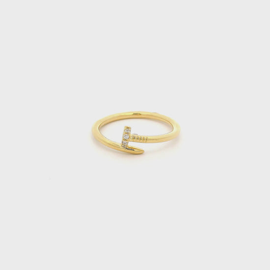 A Yellow Gold Nail Ring with natural diamonds at Forever Rox Fine Jewelry, Lake Tahoes Best Jewelry Store
