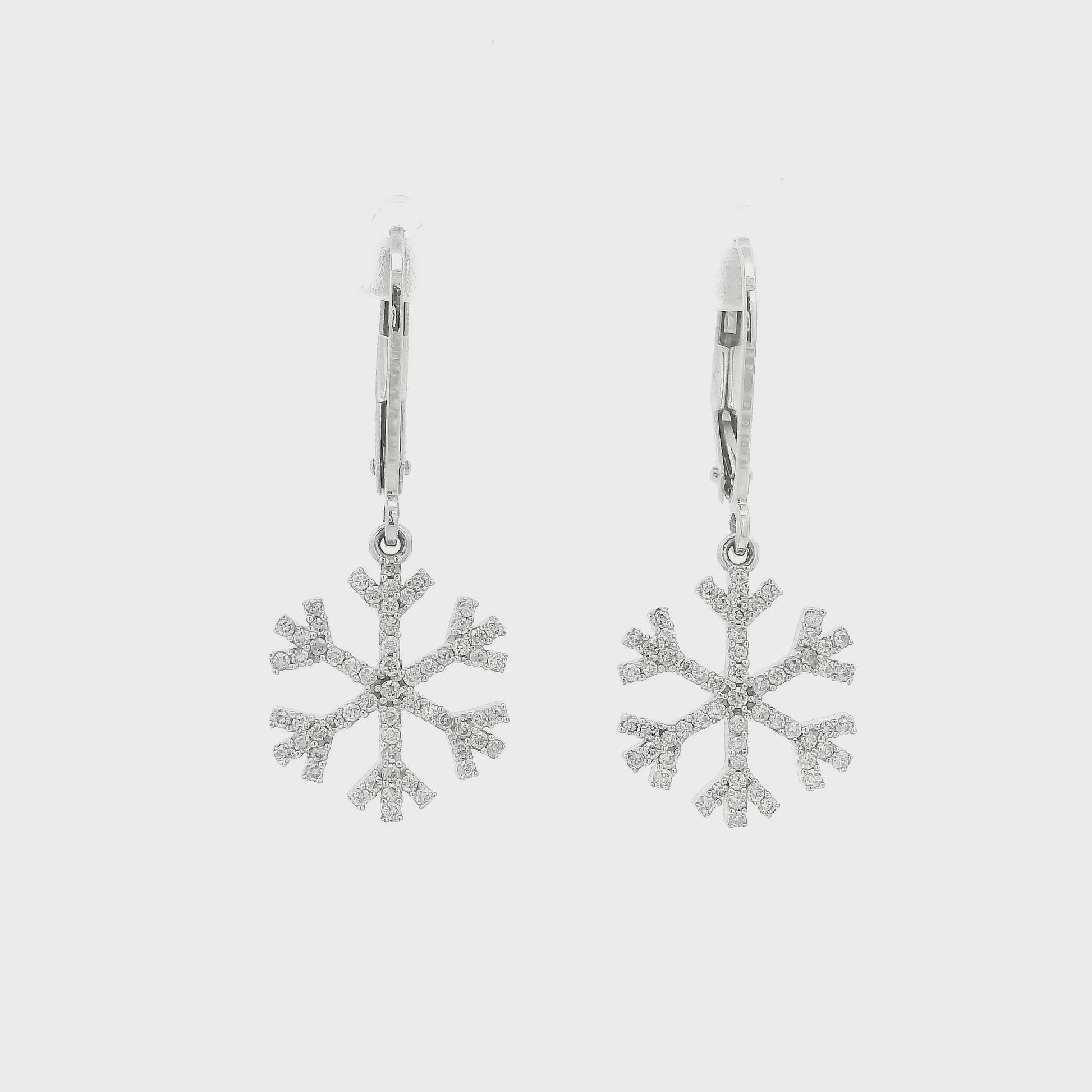 A Pair of White Gold Dangle Earrings natural diamond snowflakes at Forever Rox Fine Jewelry, Lake Tahoes Best Jewelry Store