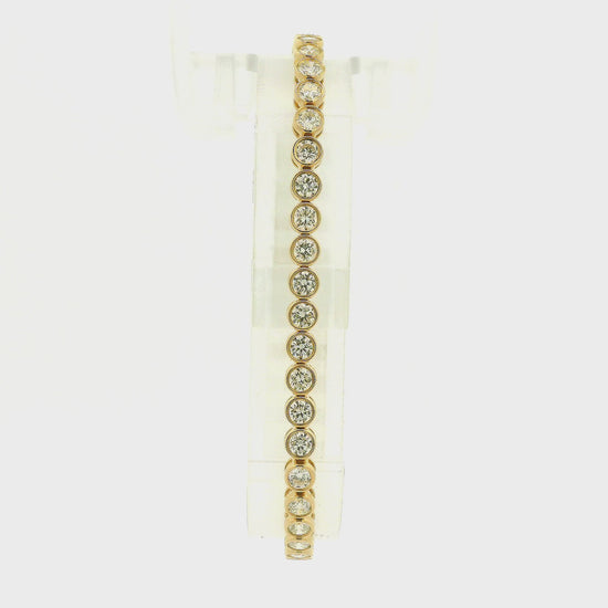 A Yellow Gold Tennis Bracelet with bezel set round cut natural Diamonds at Forever Rox Fine Jewelry, Lake Tahoes Best Jewelry Store
