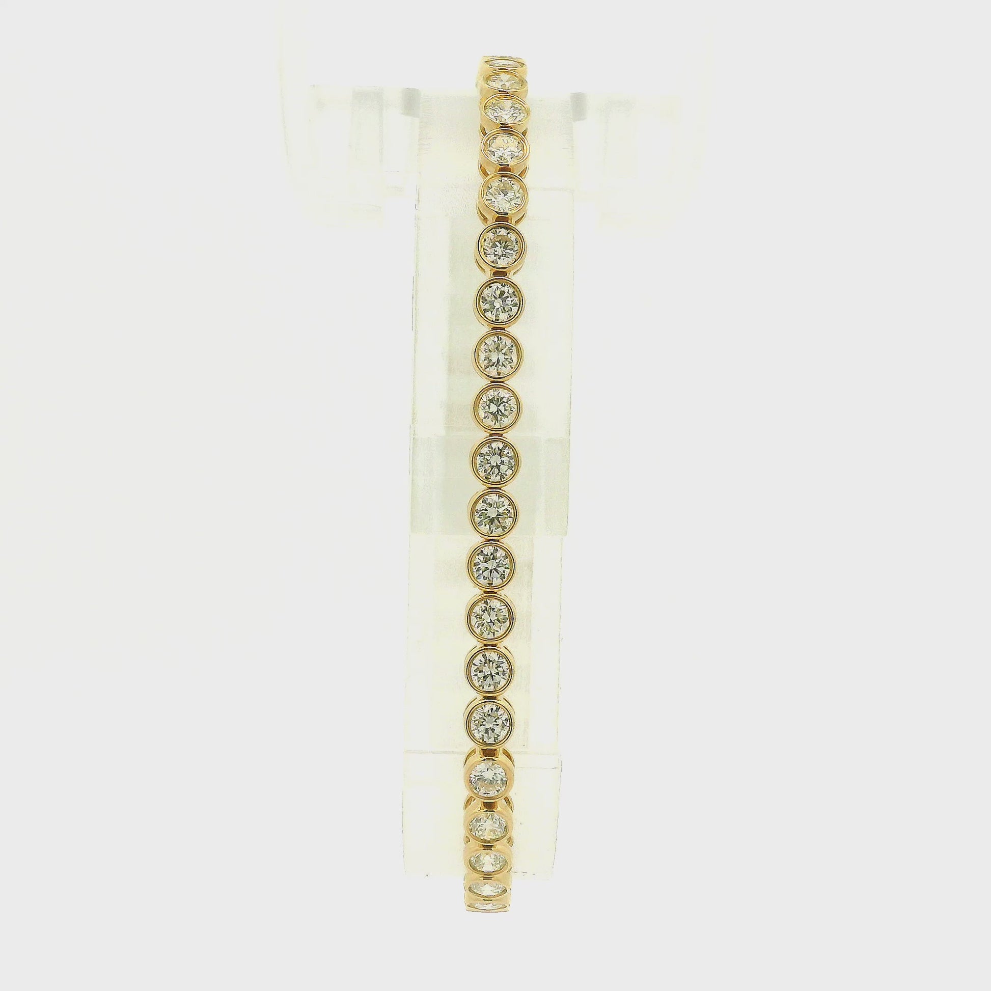 A Yellow Gold Tennis Bracelet with bezel set round cut natural Diamonds at Forever Rox Fine Jewelry, Lake Tahoes Best Jewelry Store
