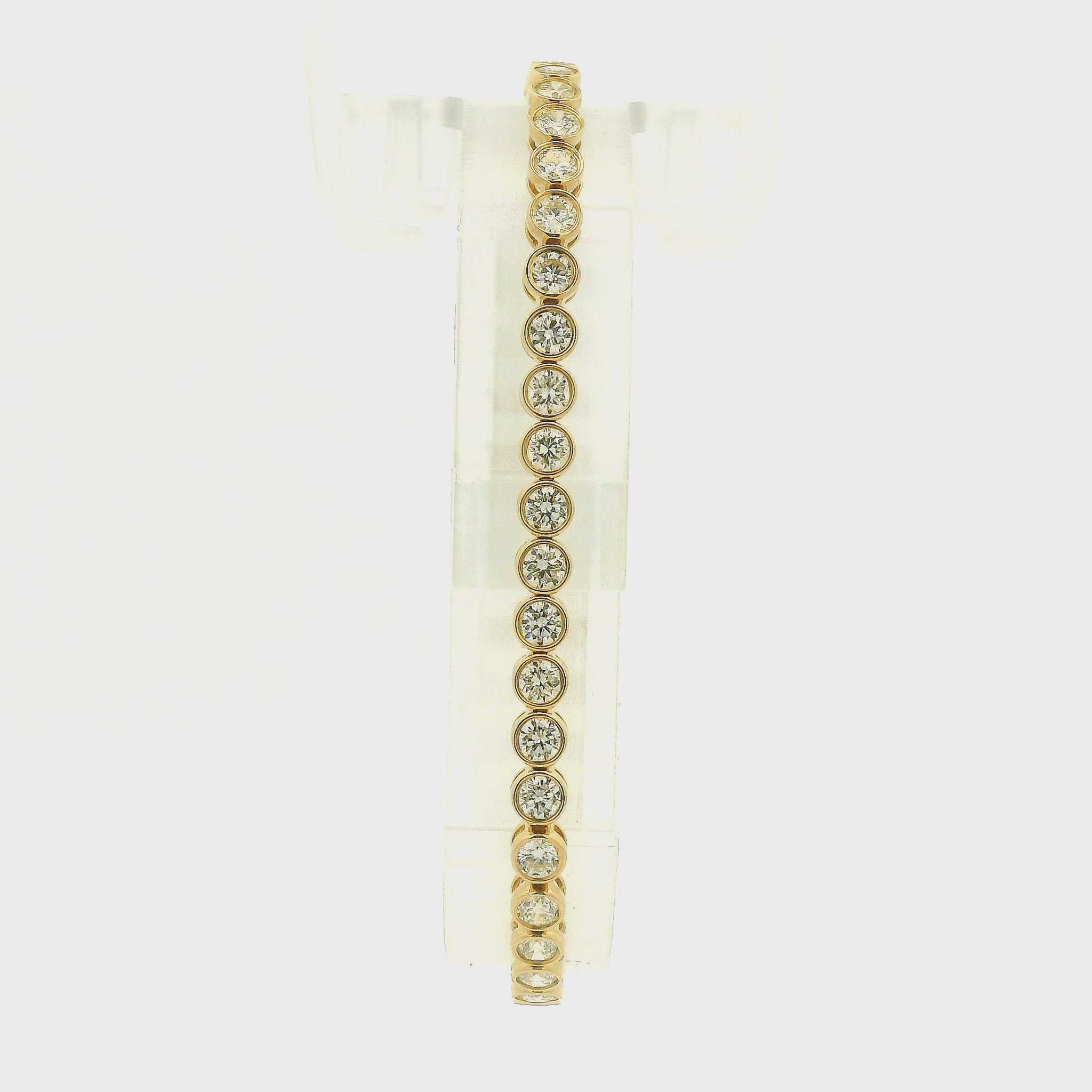 A Yellow Gold Tennis Bracelet with bezel set round cut natural Diamonds at Forever Rox Fine Jewelry, Lake Tahoes Best Jewelry Store
