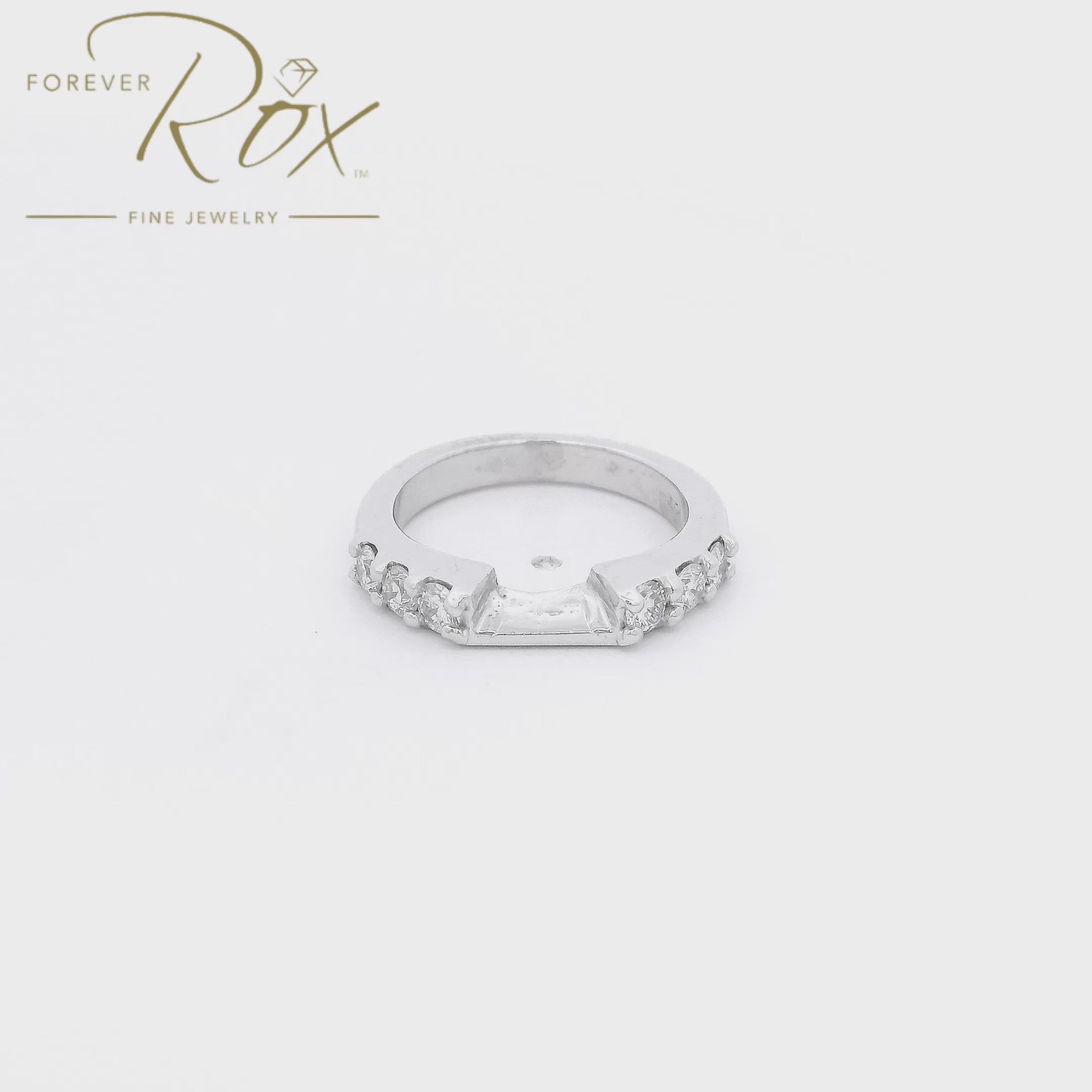 A Custom Platinum Diamond Wedding Band created by our jeweler to perfectly fit the existing diamond engagement ring at Forever Rox Fine Jewelry, Lake Tahoes Best Jewelry Store