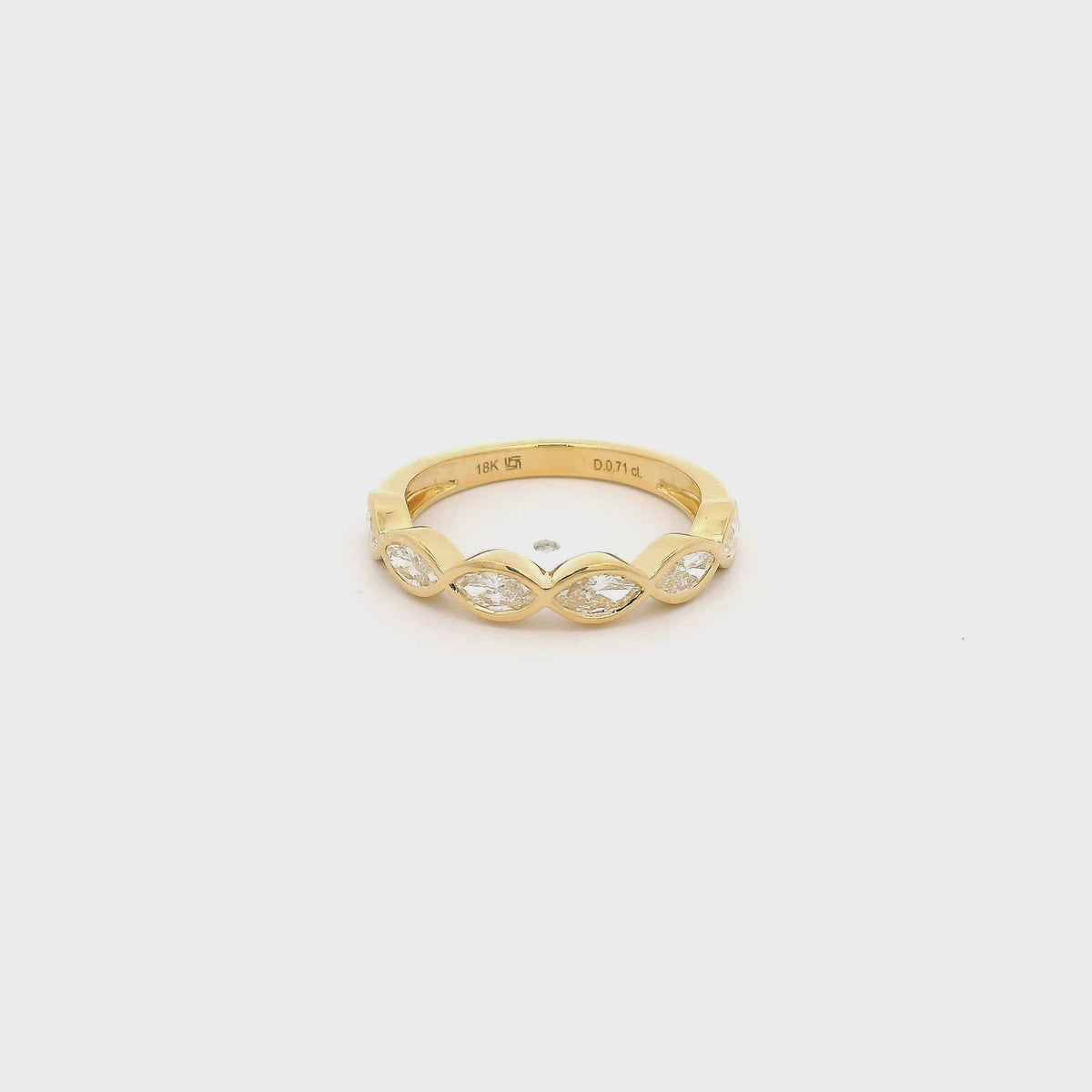 A Yellow Gold Band with 6 bezel set marquise cut natural Diamonds at Forever Rox Fine Jewelry, Lake Tahoes Best Jewelry Store
