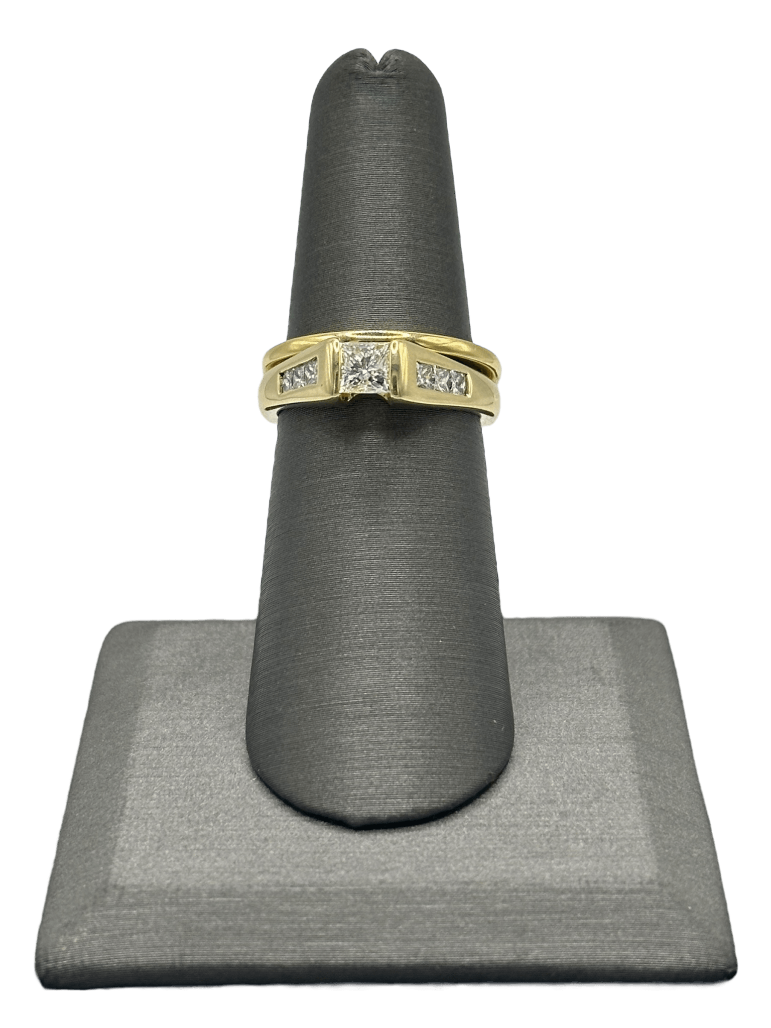 Princess Cut Diamond Bridal Ring With Channel Set Diamond on the Shank & Matching Band - Forever Rox