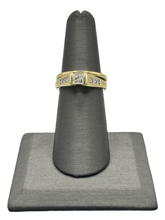 Princess Cut Diamond Bridal Ring With Channel Set Diamond on the Shank & Matching Band - Forever Rox