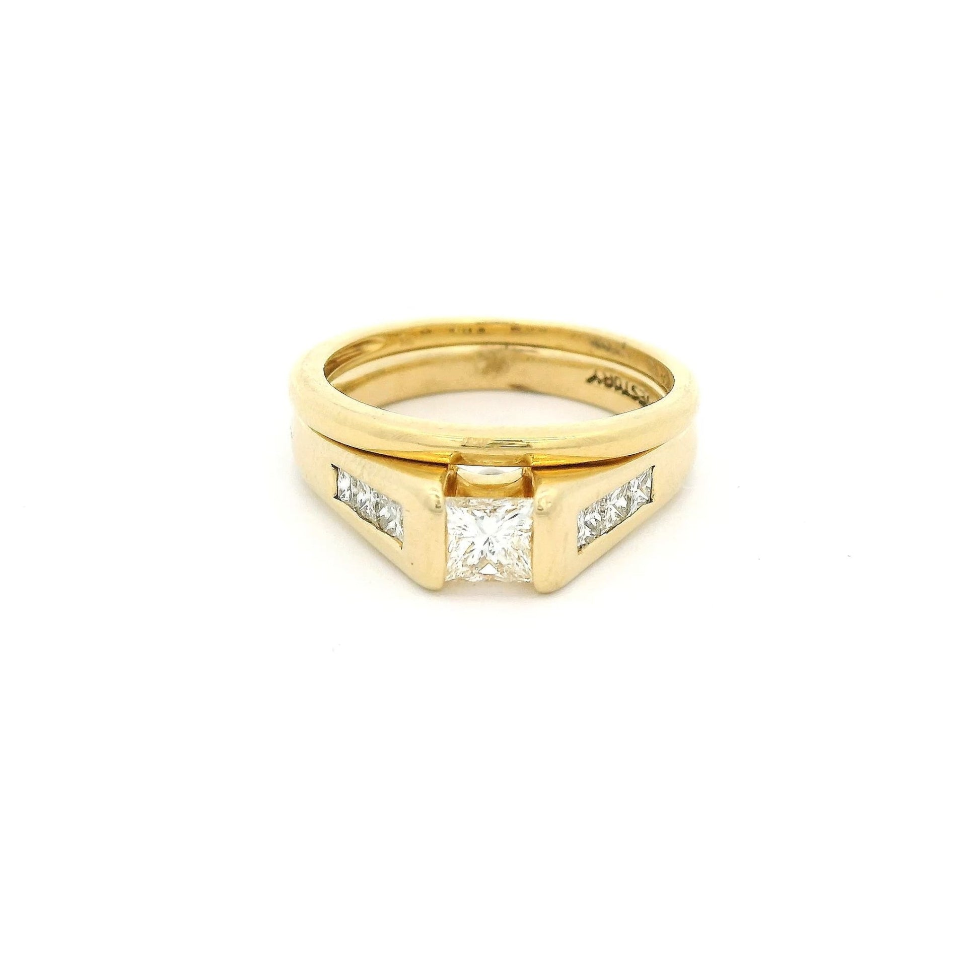 Princess Cut Diamond Bridal Ring with Channel Set Diamonds & Matching Band - Forever Rox Fine Jewelry