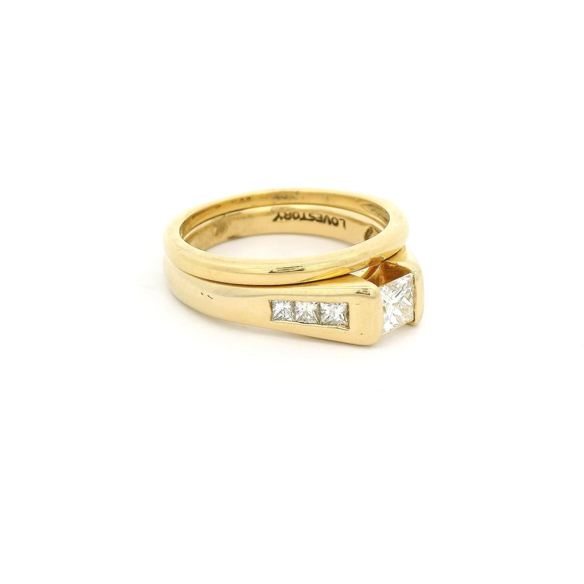 Princess Cut Diamond Bridal Ring with Channel Set Diamonds & Matching Band - Forever Rox Fine Jewelry