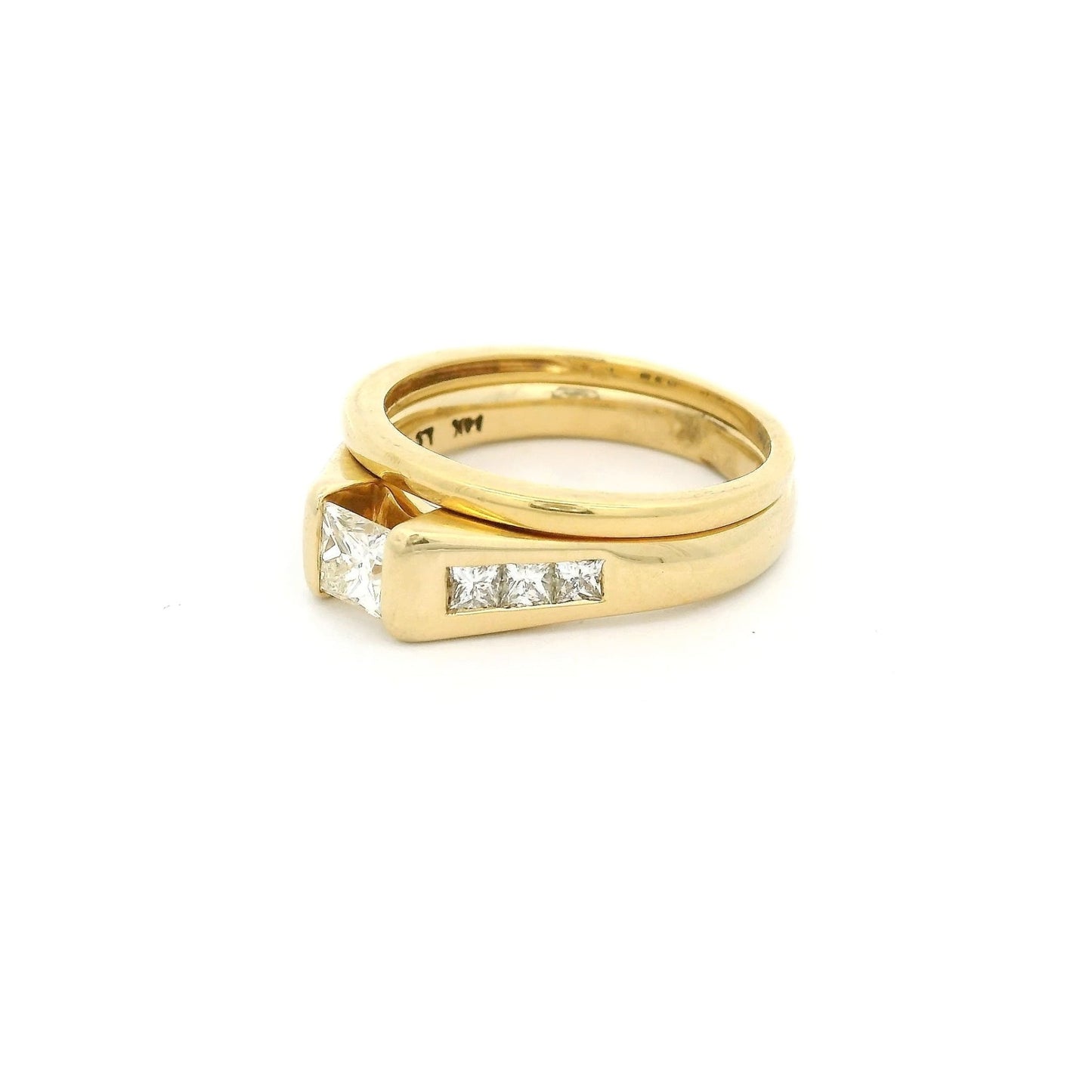 Princess Cut Diamond Bridal Ring with Channel Set Diamonds & Matching Band - Forever Rox Fine Jewelry