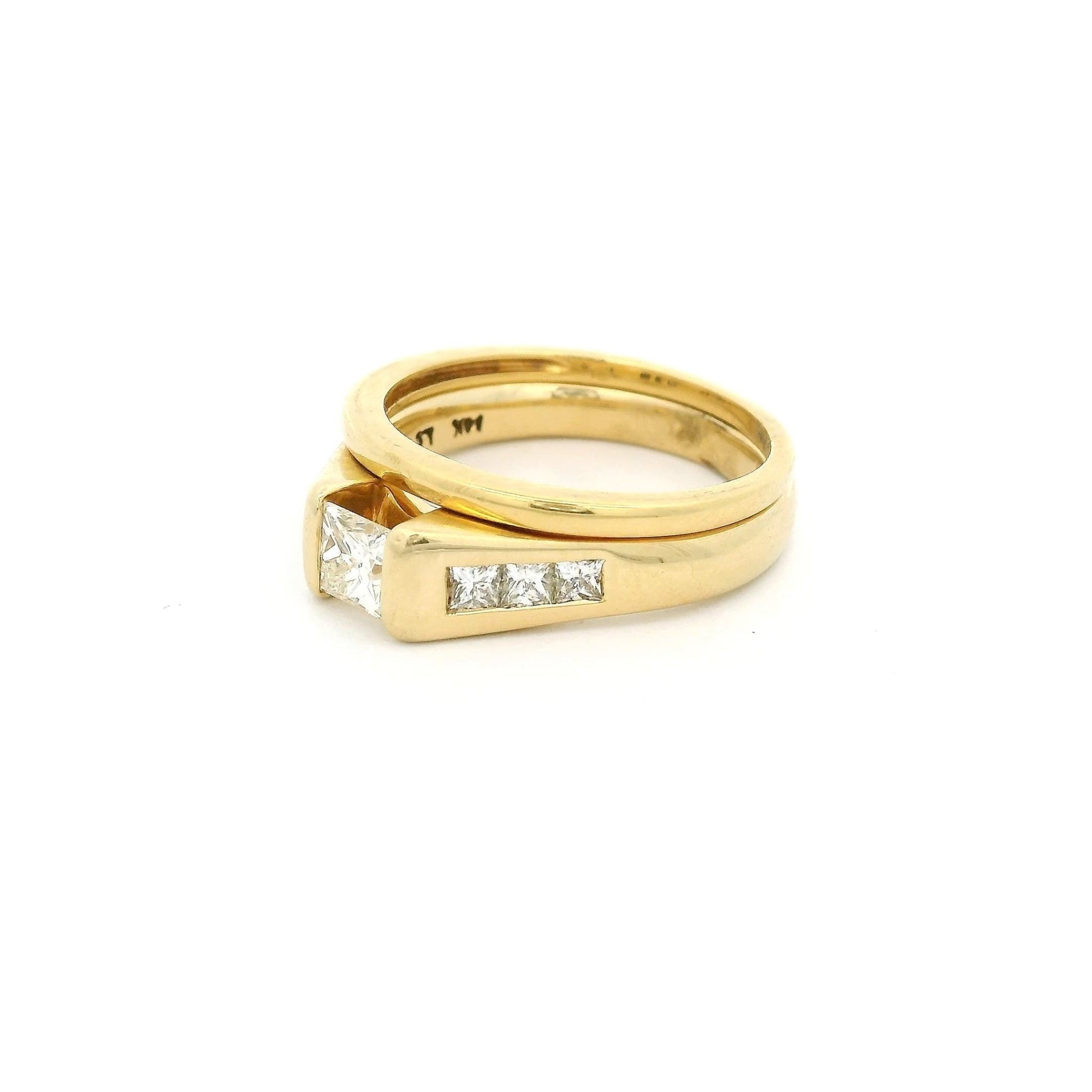 Princess Cut Diamond Bridal Ring with Channel Set Diamonds & Matching Band - Forever Rox Fine Jewelry
