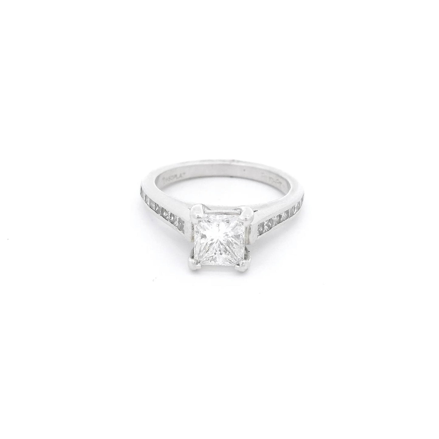 Princess Cut Diamond Bridal Ring With Channel Set Princess Cut Diamonds Down Shank - Forever Rox Fine Jewelry