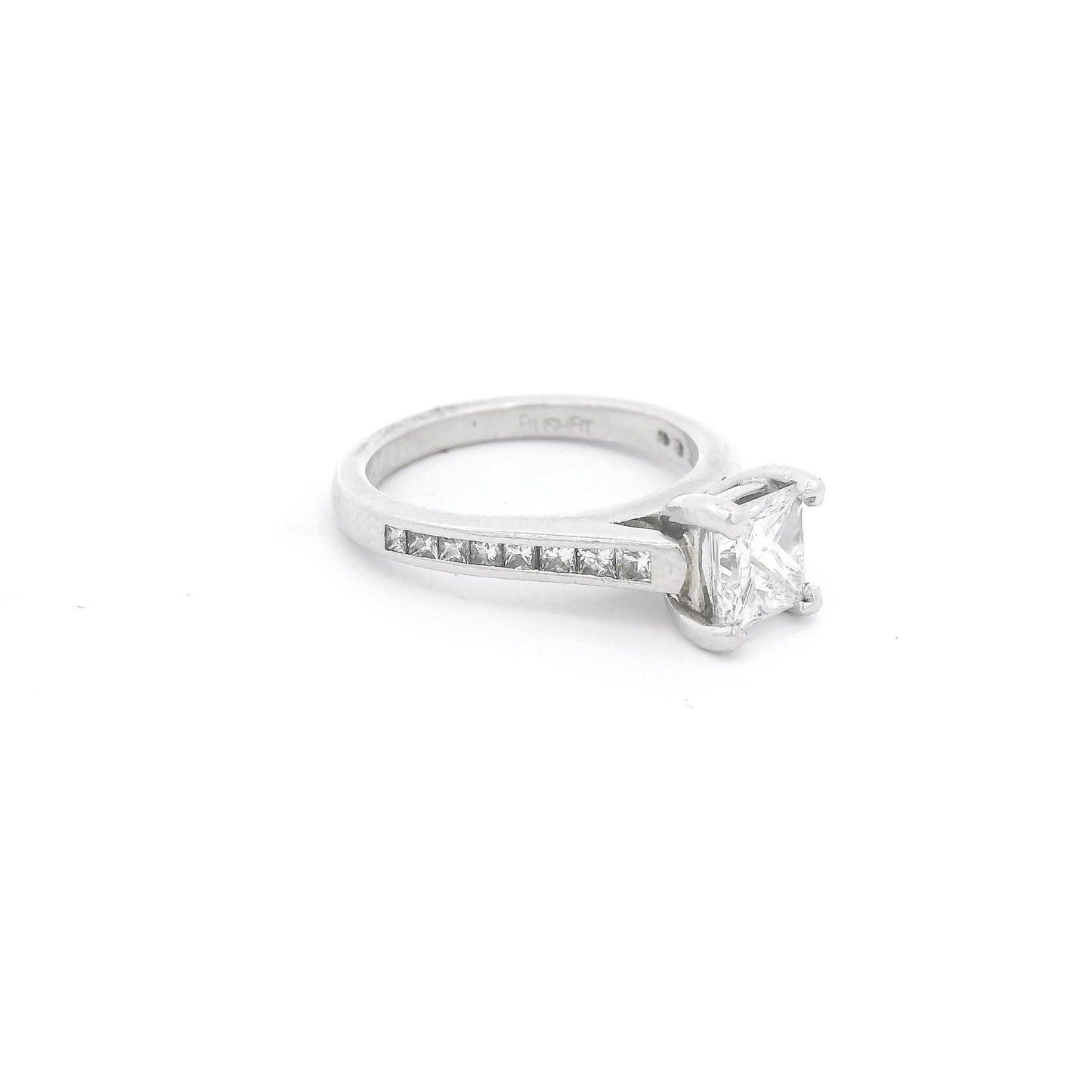Princess Cut Diamond Bridal Ring With Channel Set Princess Cut Diamonds Down Shank - Forever Rox Fine Jewelry
