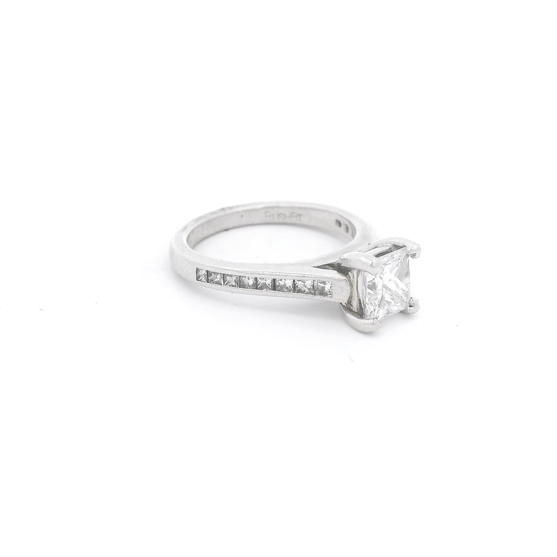 Princess Cut Diamond Bridal Ring With Channel Set Princess Cut Diamonds Down Shank - Forever Rox Fine Jewelry