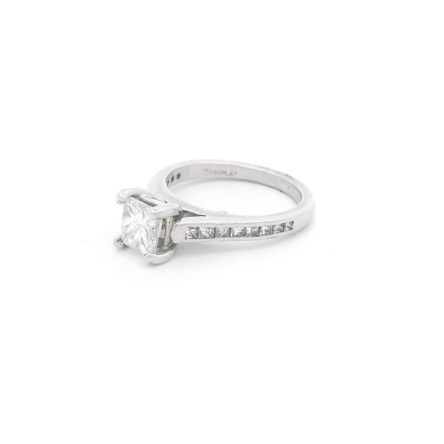 Princess Cut Diamond Bridal Ring With Channel Set Princess Cut Diamonds Down Shank - Forever Rox Fine Jewelry