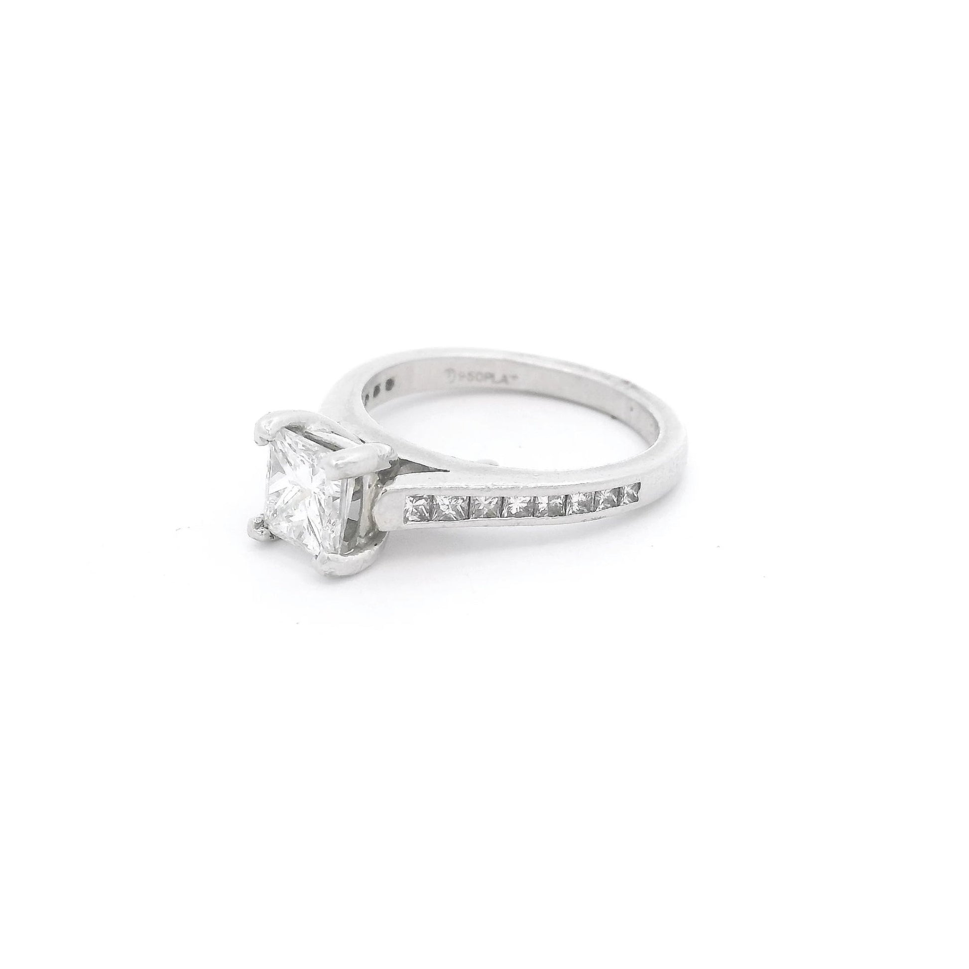 Princess Cut Diamond Bridal Ring With Channel Set Princess Cut Diamonds Down Shank - Forever Rox Fine Jewelry