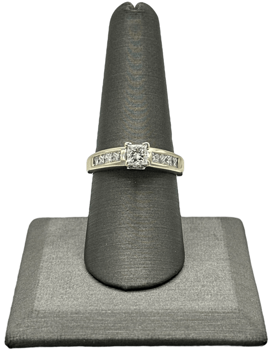 Princess Cut Diamond Bridal Ring With China Set Princess Cut Diamonds Down Shank - Forever Rox