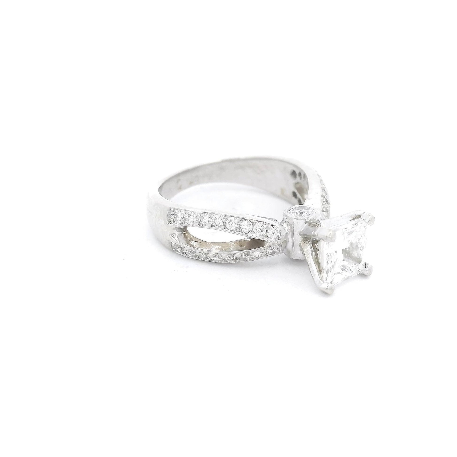 Princess Cut Diamond Crossover Style Ring - Forever Rox